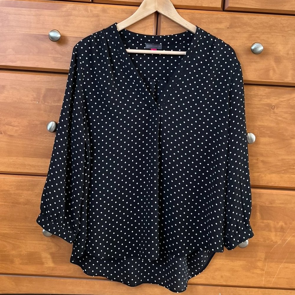 Vince Camuto Polka Dot V-Neck Top